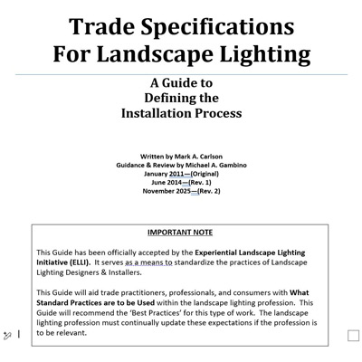 Low Voltage Landscape Lighting Trade Specifications